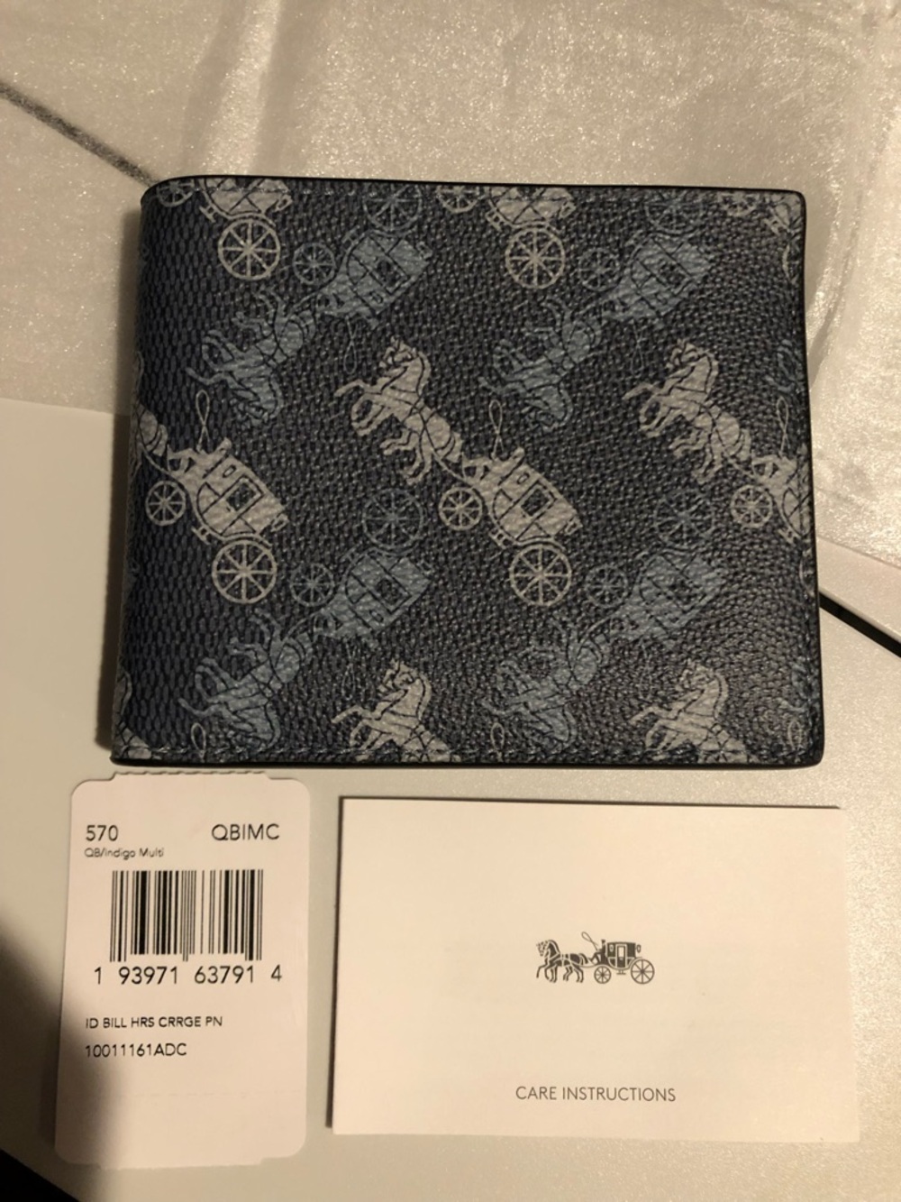 Coach Men's Navy Signature Horse & Carriage Card Holder - Picture 2 of 6